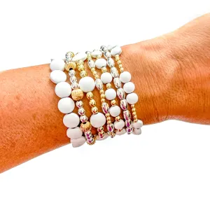 White MIx Bead Bracelets