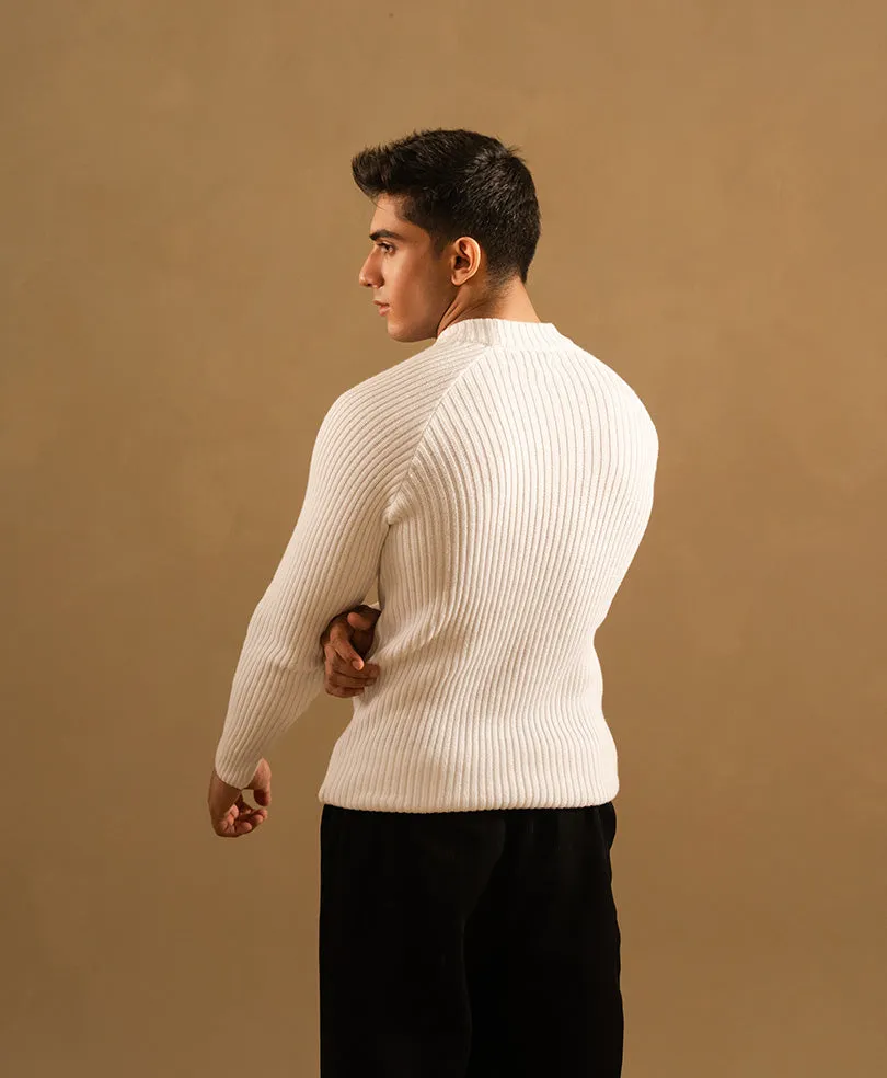 White Mock Neck Sweater