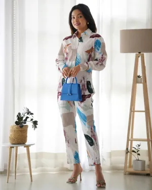 White Multi-Coloured Floral Co-Ord Set