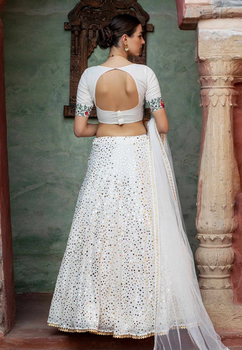 White Multi Embroidered Lehenga Choli