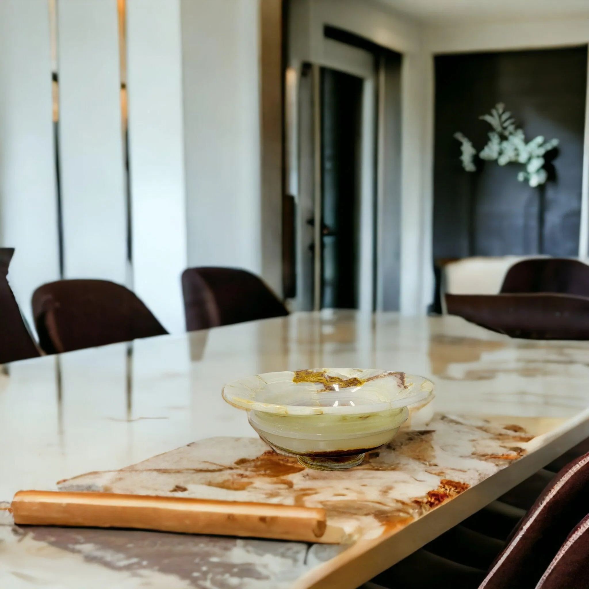 White Onyx 9-inch Modern Fruit Bowl