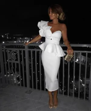 White Party Prom Dress Elegant Evening Dresses     S3371