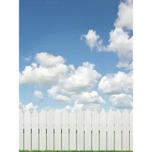 White Picket Fence Cloud Printed Backdrop