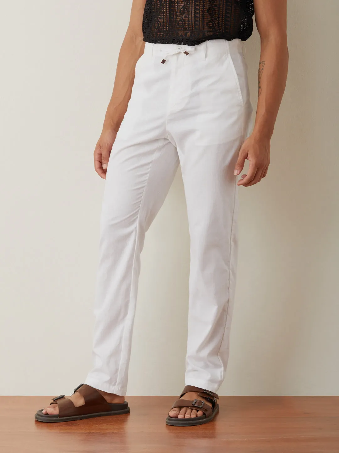 White Plain Loose  Pants