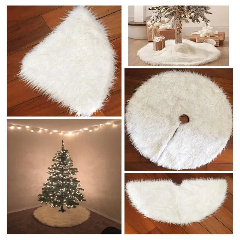 White Plush Christmas Tree Skirts