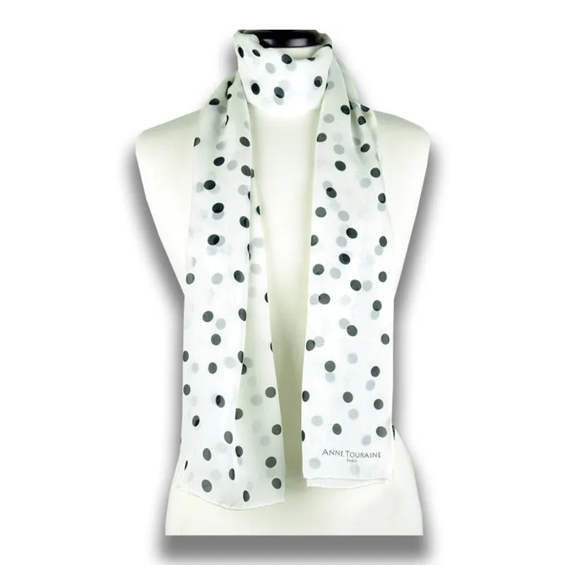 WHITE POLKA DOT SCARF - 67x26"