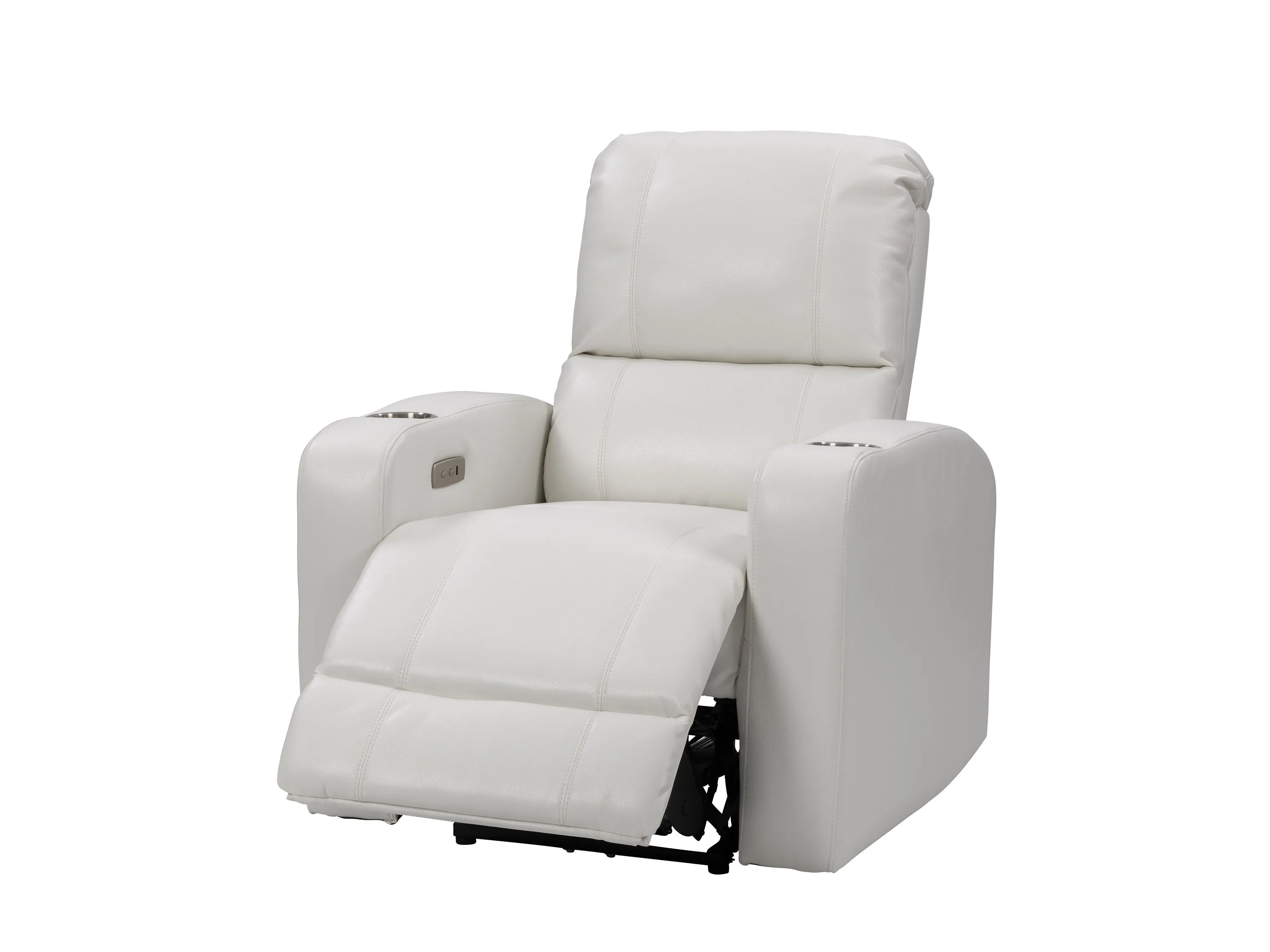 White Power Recliner with Cup Holder