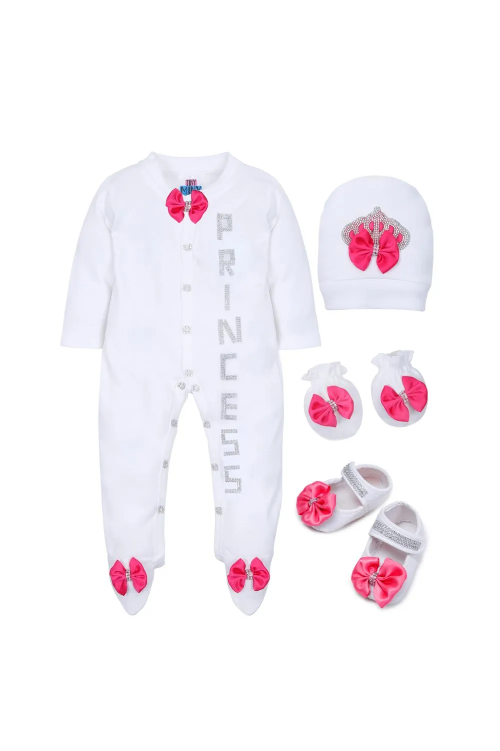 White Princess Detailing Cotton Lycra Sleepsuit Set