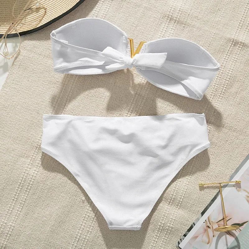 White Push Up Solid Sexy Bikini Set