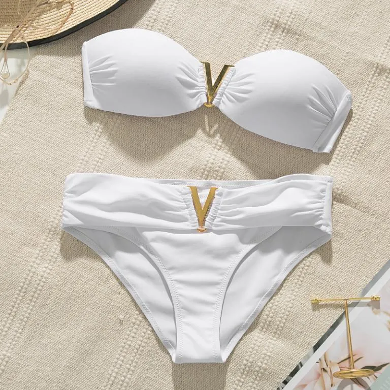 White Push Up Solid Sexy Bikini Set