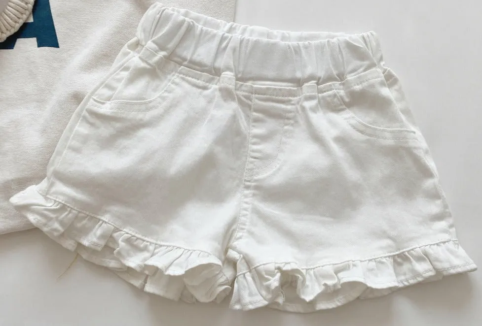 White Ruffle Shorts