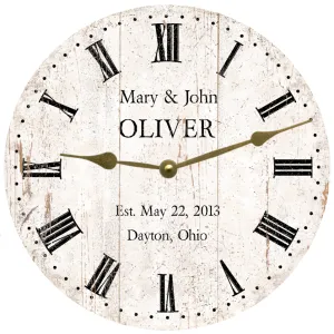 White Rustic Wedding Clock