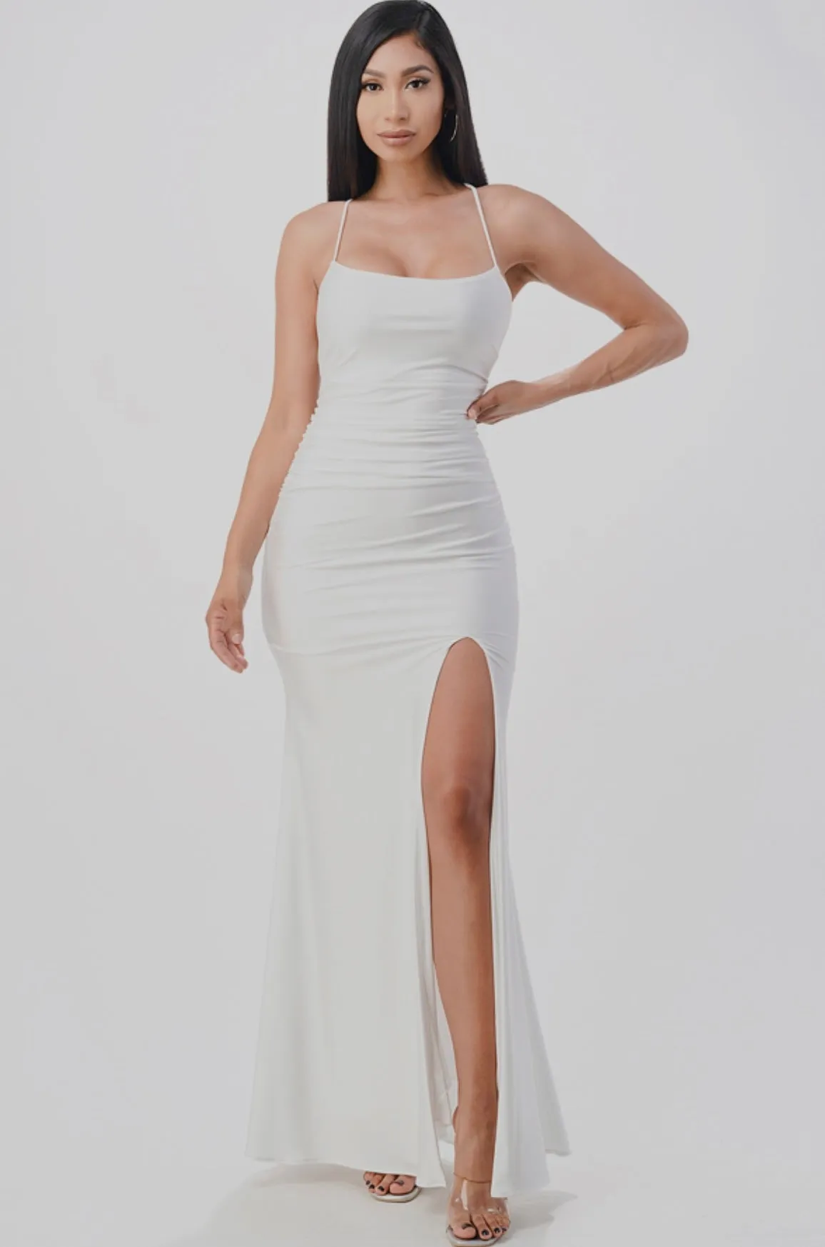 WHITE SATIN GOWN