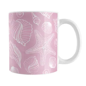 White Seashell Pattern Pink Beach Mug