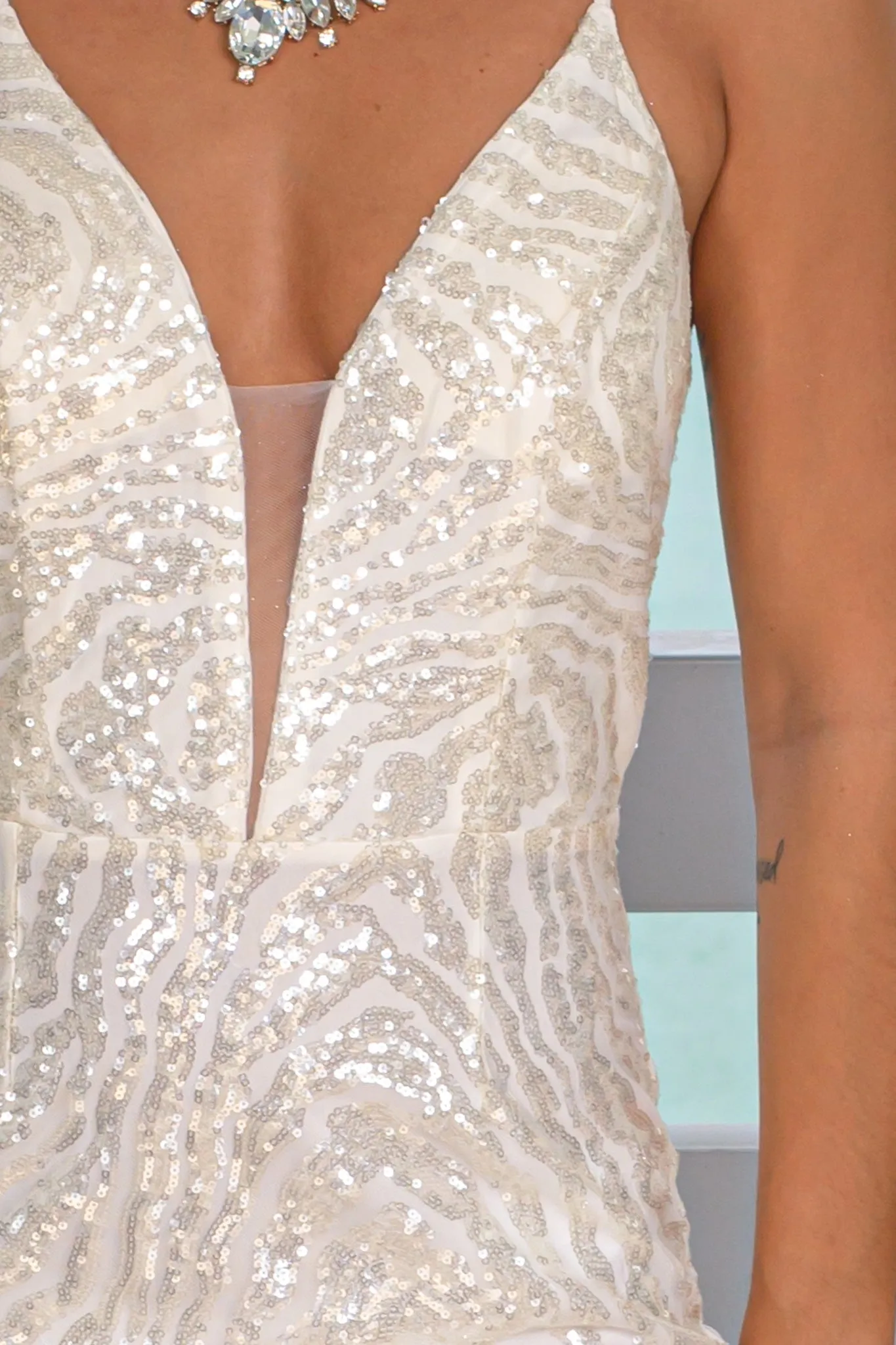 White Sequin Maxi Dress