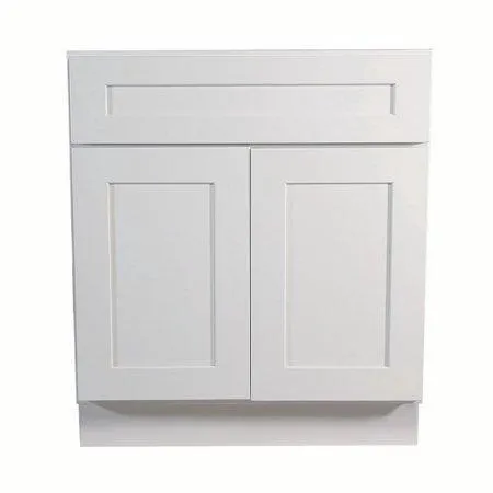 White Shaker 1-1/4" Overlay Vanity Sink Base 24", 27", 30" & 36"