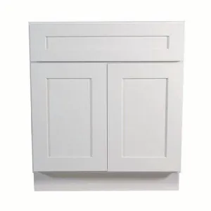 White Shaker 1-1/4" Overlay Vanity Sink Base 24", 27", 30" & 36"