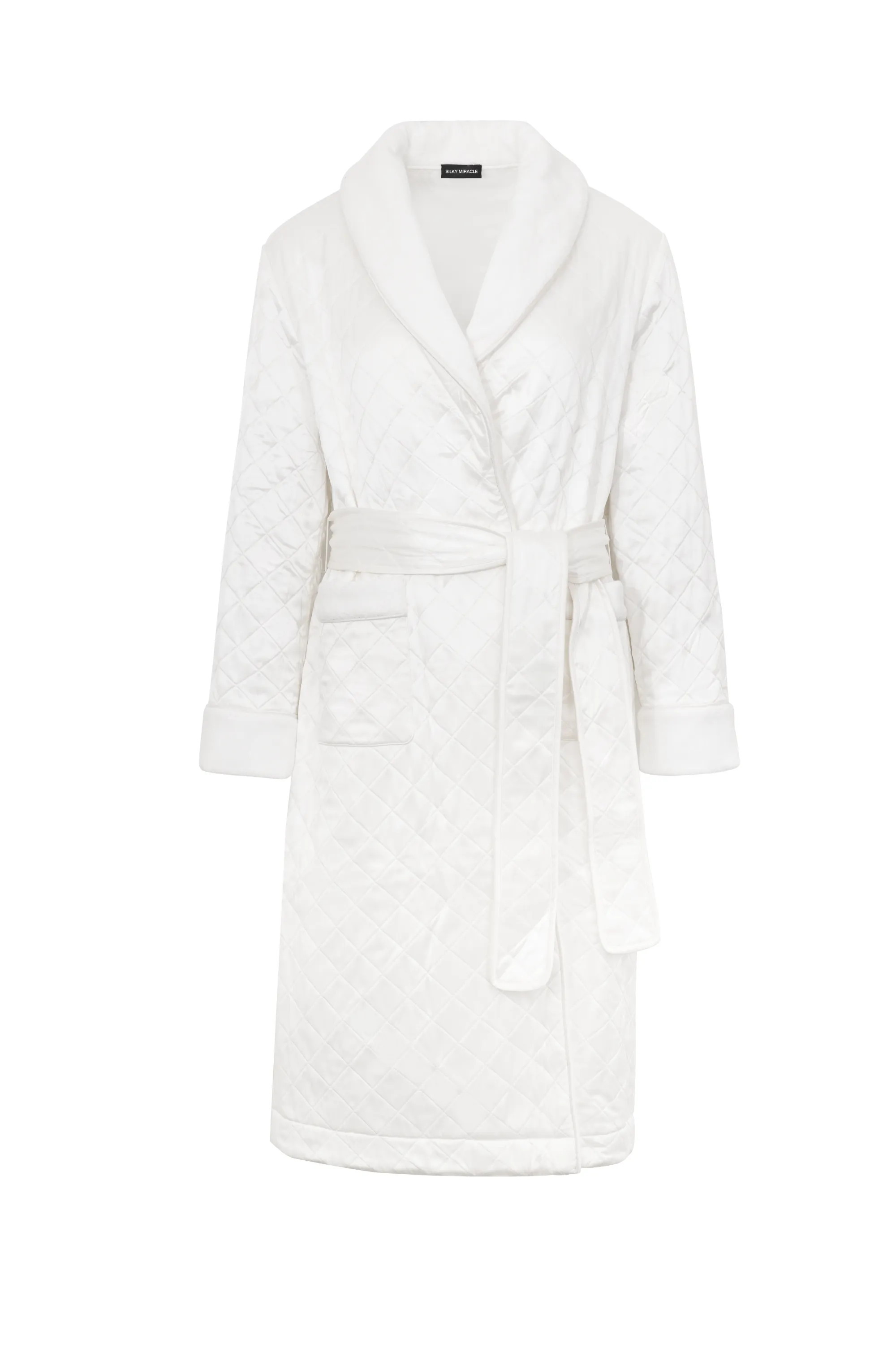 White Silk Quilted Bathrobe