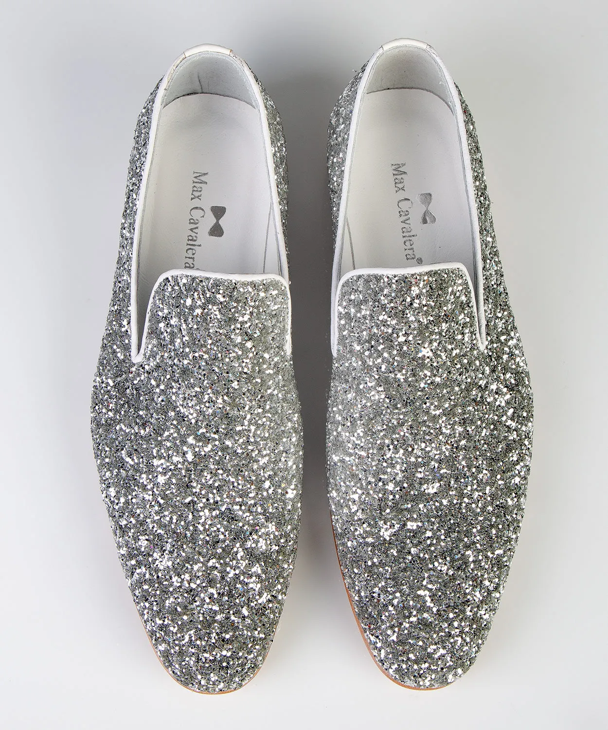 White Silver Shining Groom Wedding Shoes