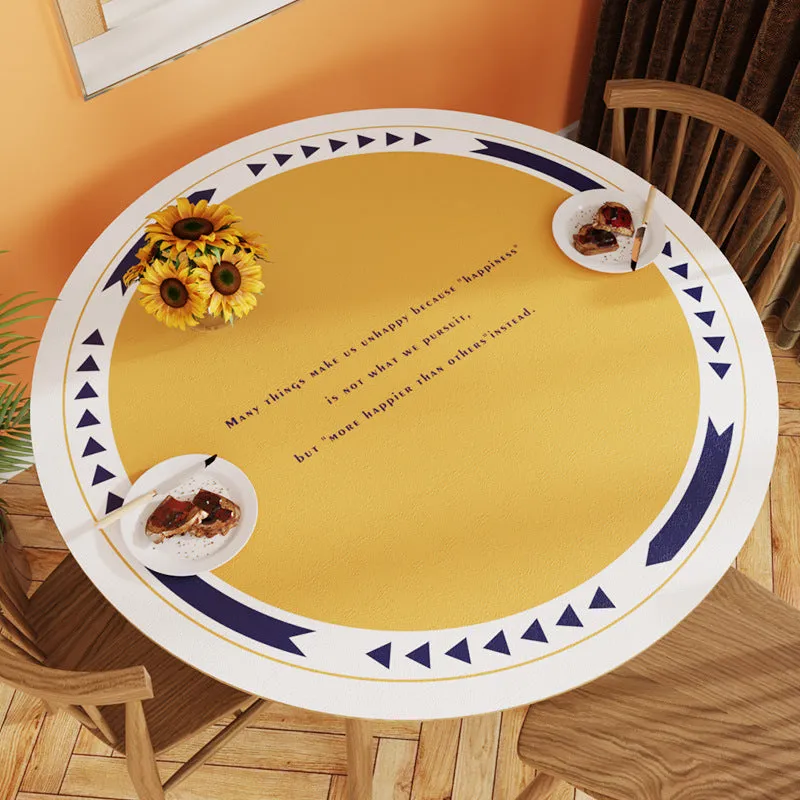 White Simple Table Mat Waterproof Oil-Proof round Leather Tablecloth Household PVC Leather round Tablecloth