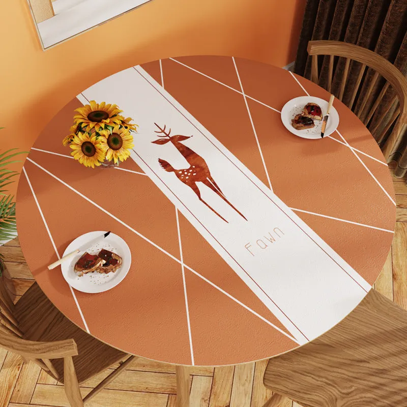 White Simple Table Mat Waterproof Oil-Proof round Leather Tablecloth Household PVC Leather round Tablecloth