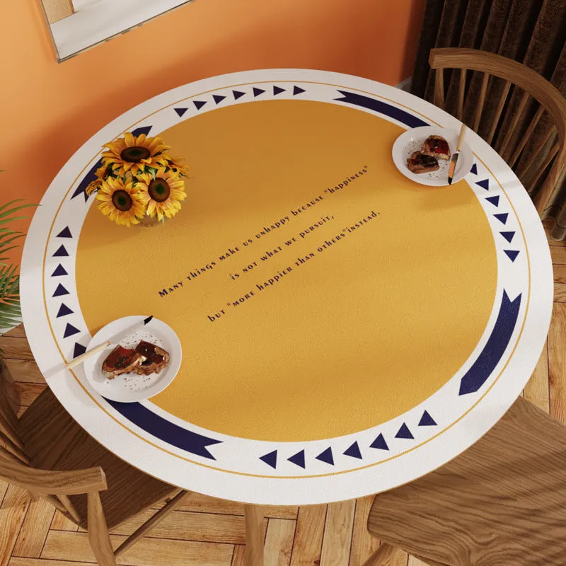 White Simple Table Mat Waterproof Oil-Proof round Leather Tablecloth Household PVC Leather round Tablecloth