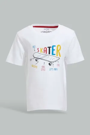 White Skater T-Shirt For Baby Boys