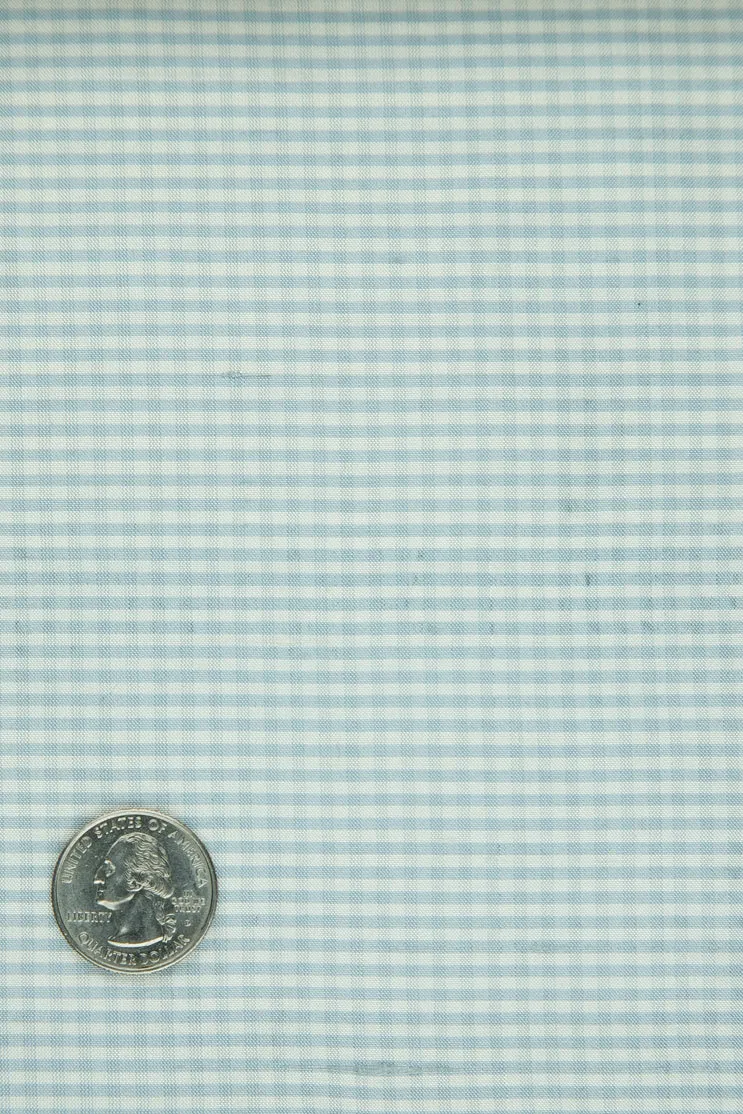 White Sky Blue Gingham Shantung 293 Fabric