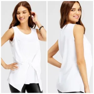 White Sleeveless Front Twist Top