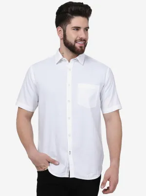 White Solid Smart Fit Semi Casual Shirt | Greenfibre