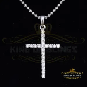 White Sterling Silver Pendant 2.31ct Cubic Zirconia Stone Beautiful CROSS Shape