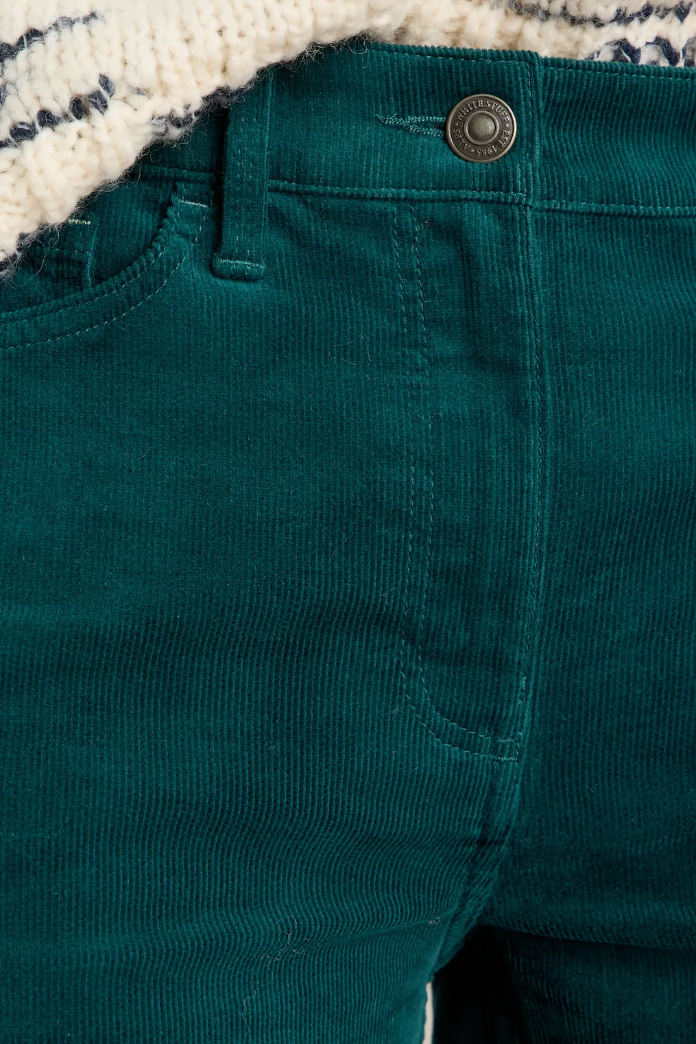 White Stuff Brooke Straight Cord Trouser in Dark Green