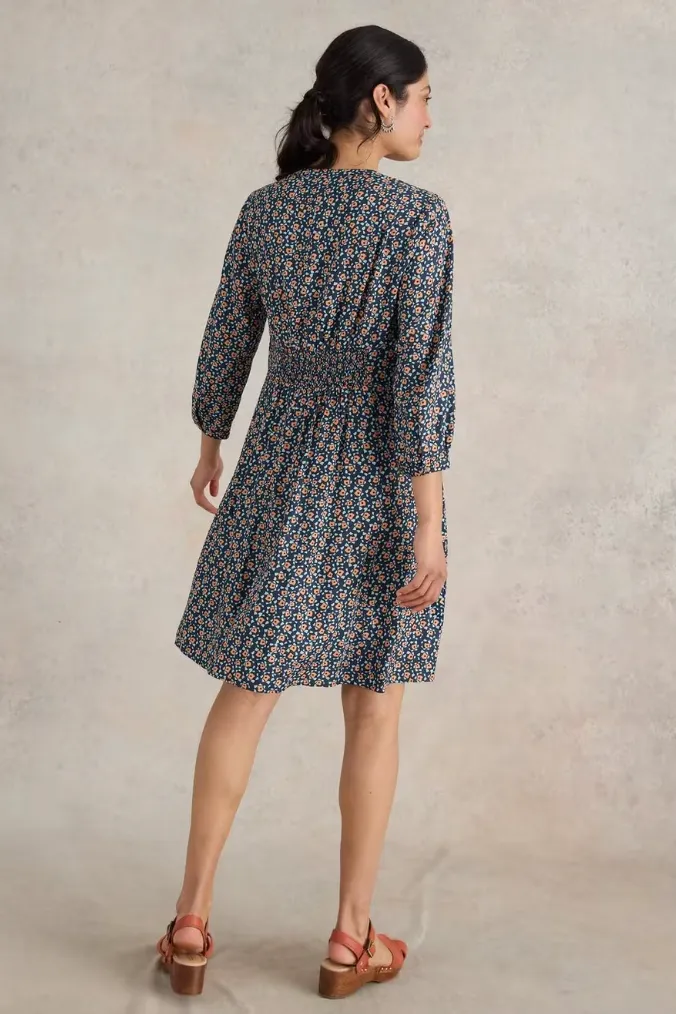 White Stuff Frances Navy Print Dress