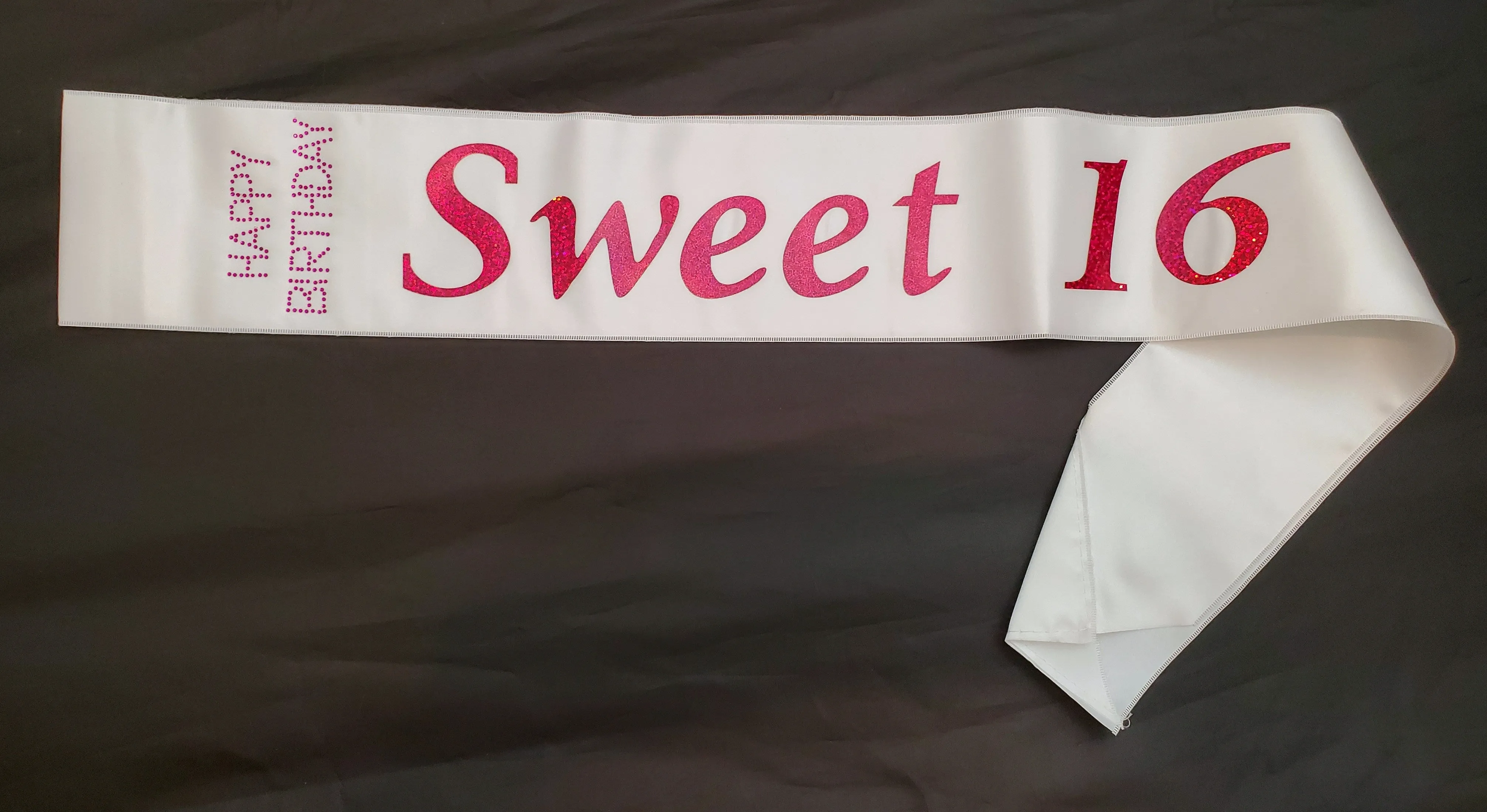 White Sweet 16 Birthday Sash