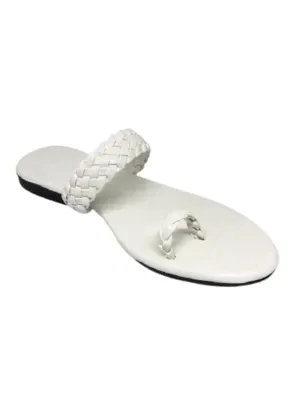 White Synthetic Fashion Flats