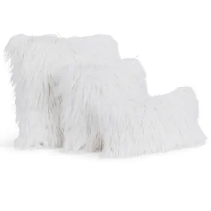 White Tibetan Lamb Faux Fur Throw Pillows by Fabulous Furs