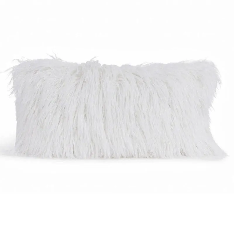 White Tibetan Lamb Faux Fur Throw Pillows by Fabulous Furs