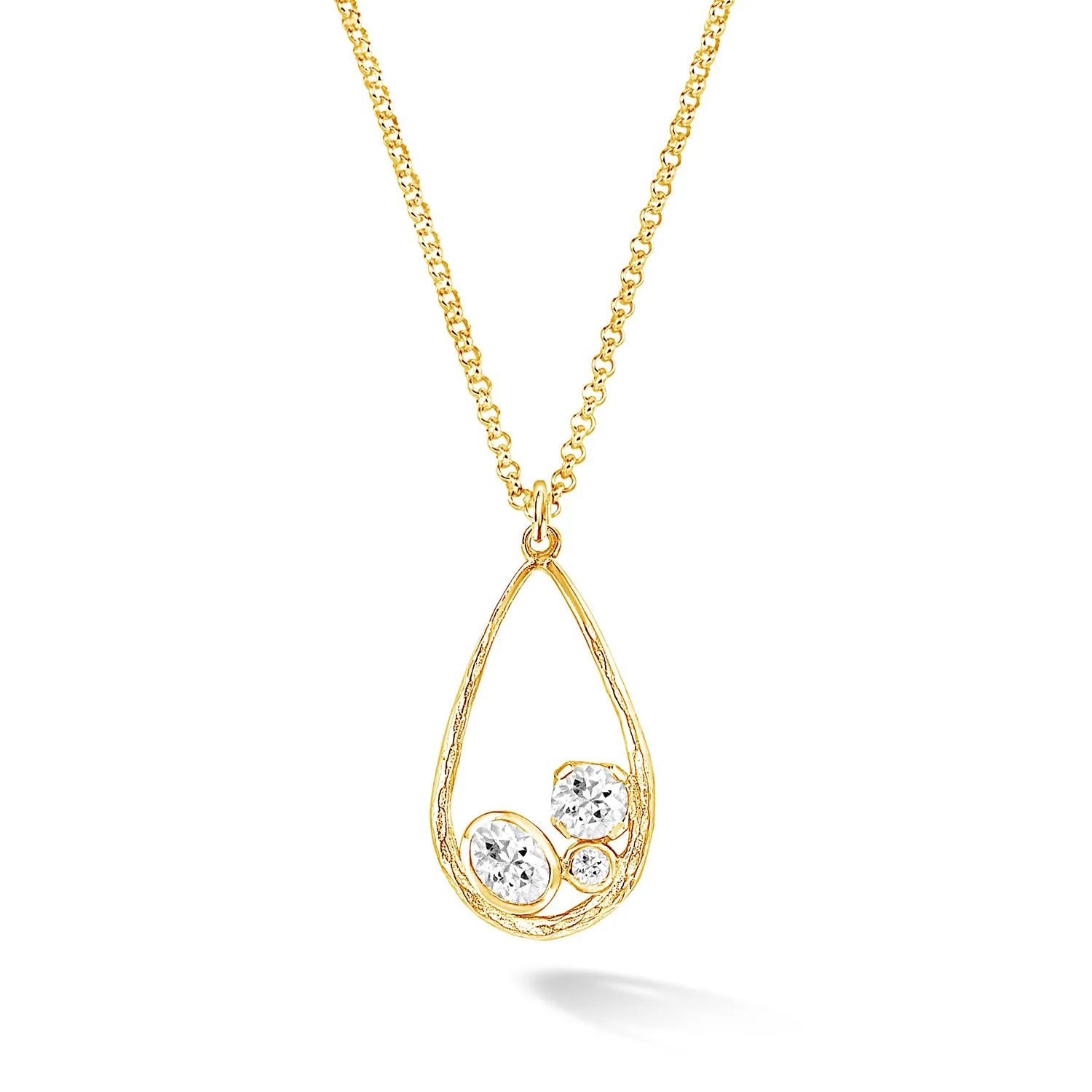 White Topaz Teardrop Orissa Pendant