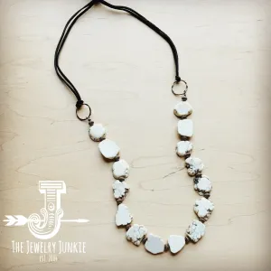 White Turquoise Slab Necklace with Leather Closure 228O