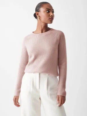 White   Warren - Cashmere Ribbed Crewneck in Blush Heather