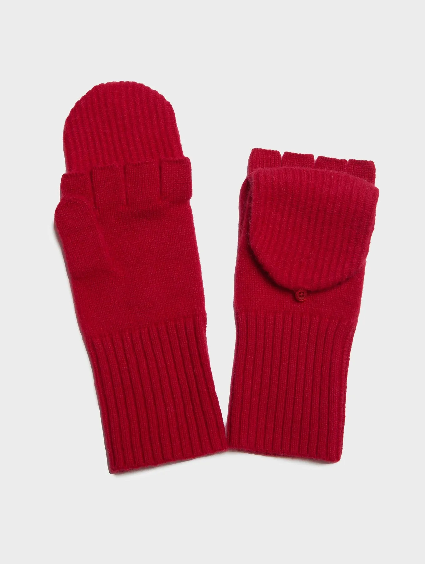 White   Warren - Cashmere Ribbed Pop Top Gloves in True Red