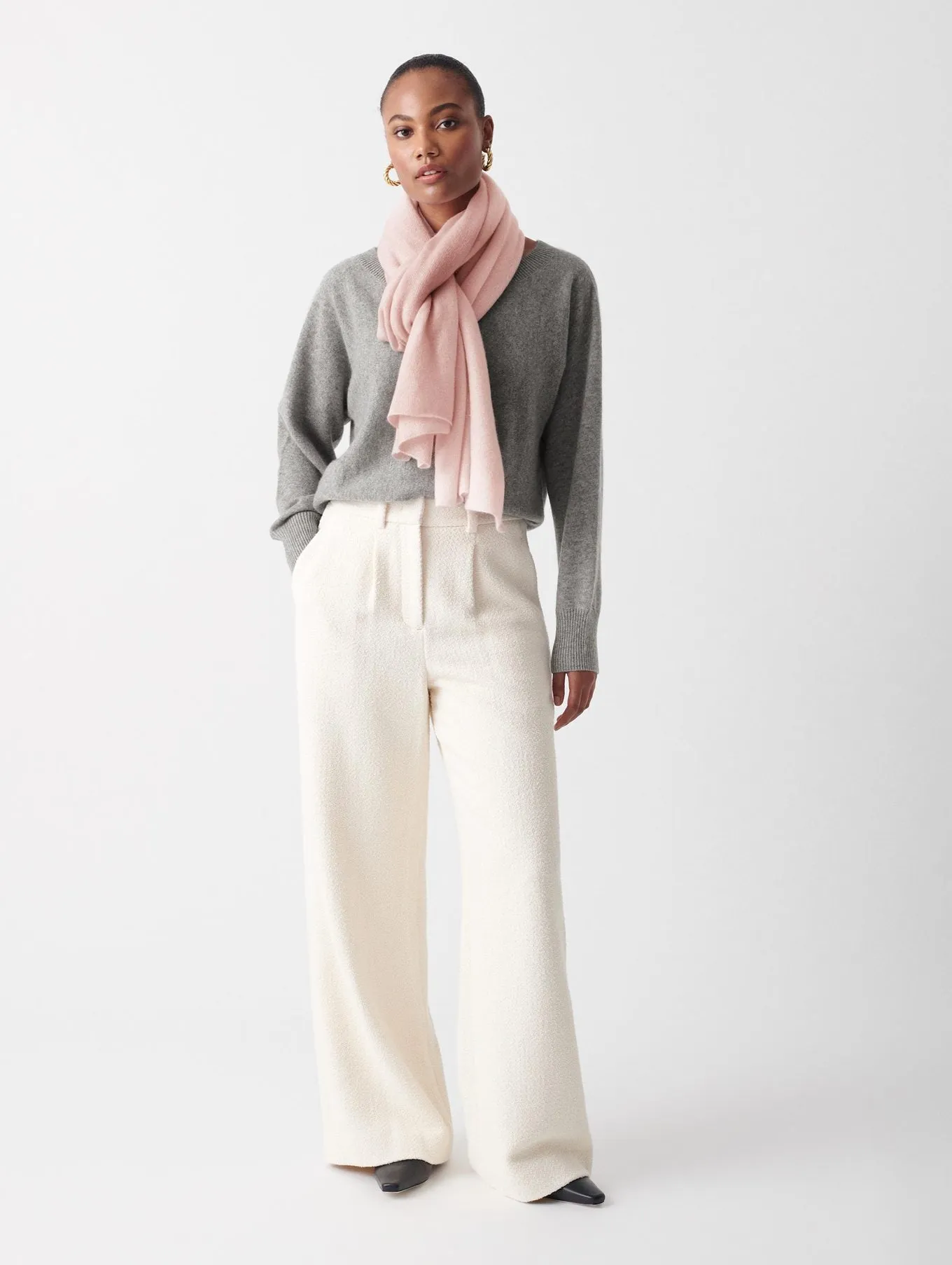 White   Warren - Cashmere Scarf in Blush Heather