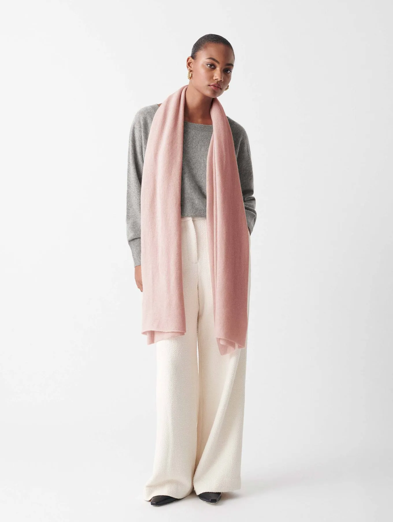 White   Warren - Cashmere Scarf in Blush Heather