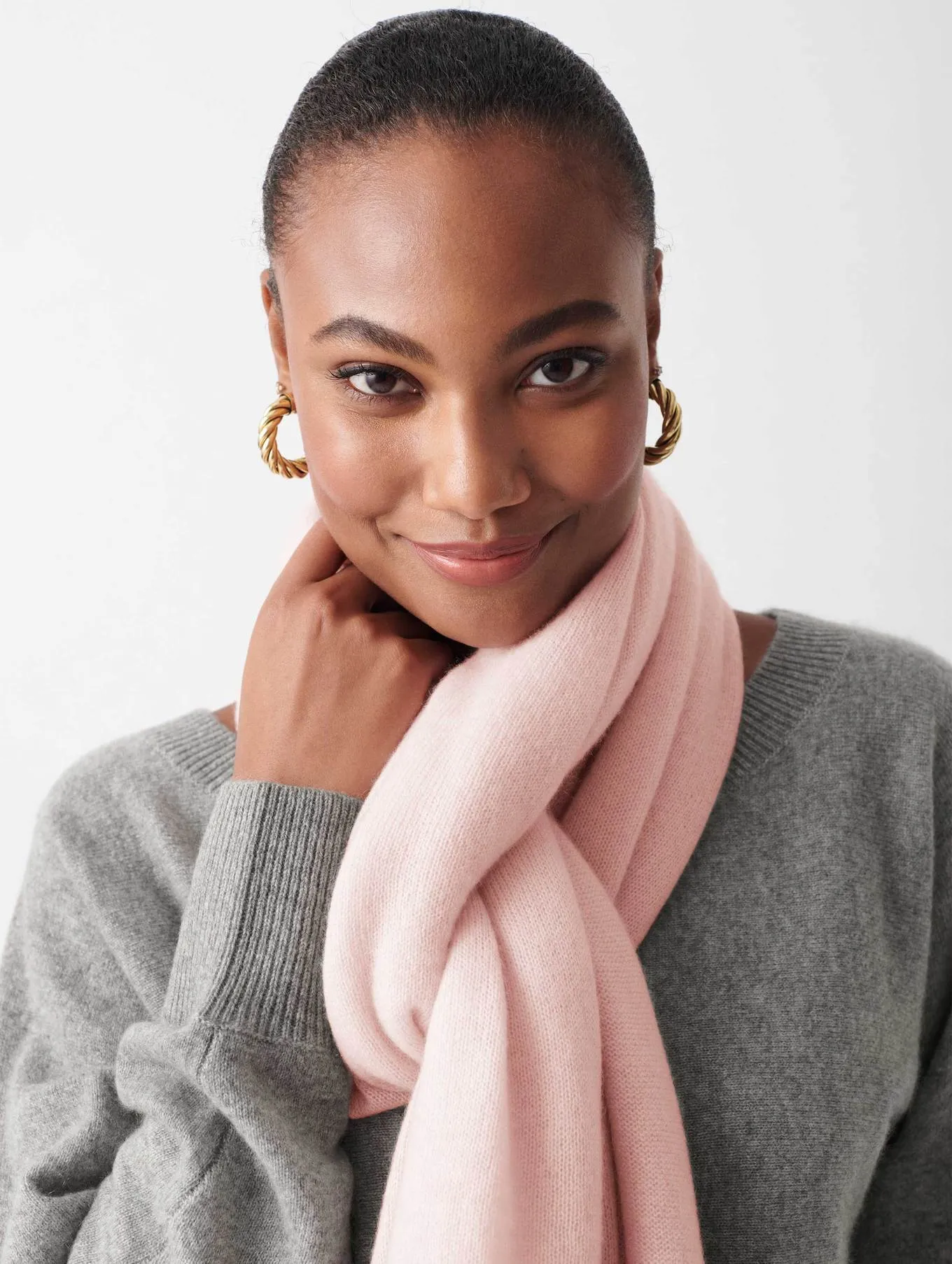 White   Warren - Cashmere Scarf in Blush Heather