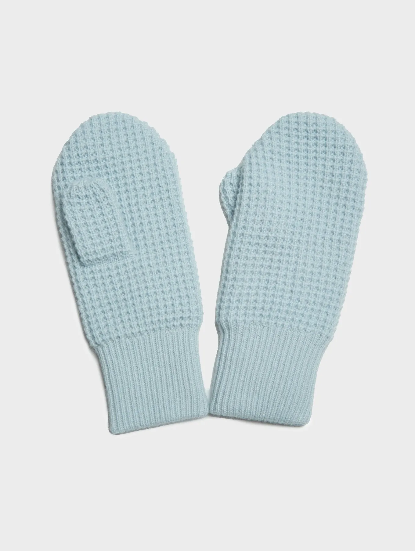 White   Warren - Cashmere Thermal Mittens in Daylight Blue