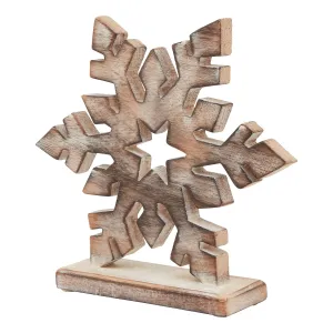 White Wash Wooden Snowflake Decoration