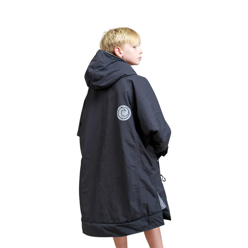 White Water Kids Hard Shell Childrens Drying / Changing Robe - Black/Grey Lining