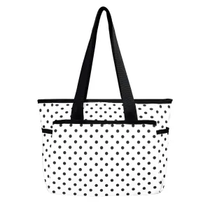 White With Black Polka Dots Large Capacity Insulated Tote Bag