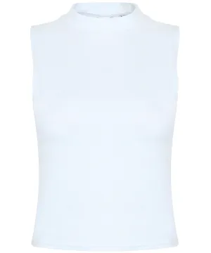 White - Women's high neck crop vest