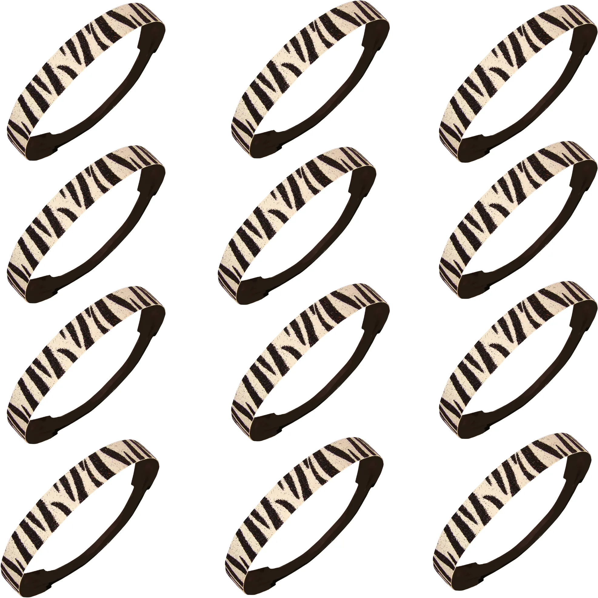 White Zebra Glitter Headbands - 12 Pack